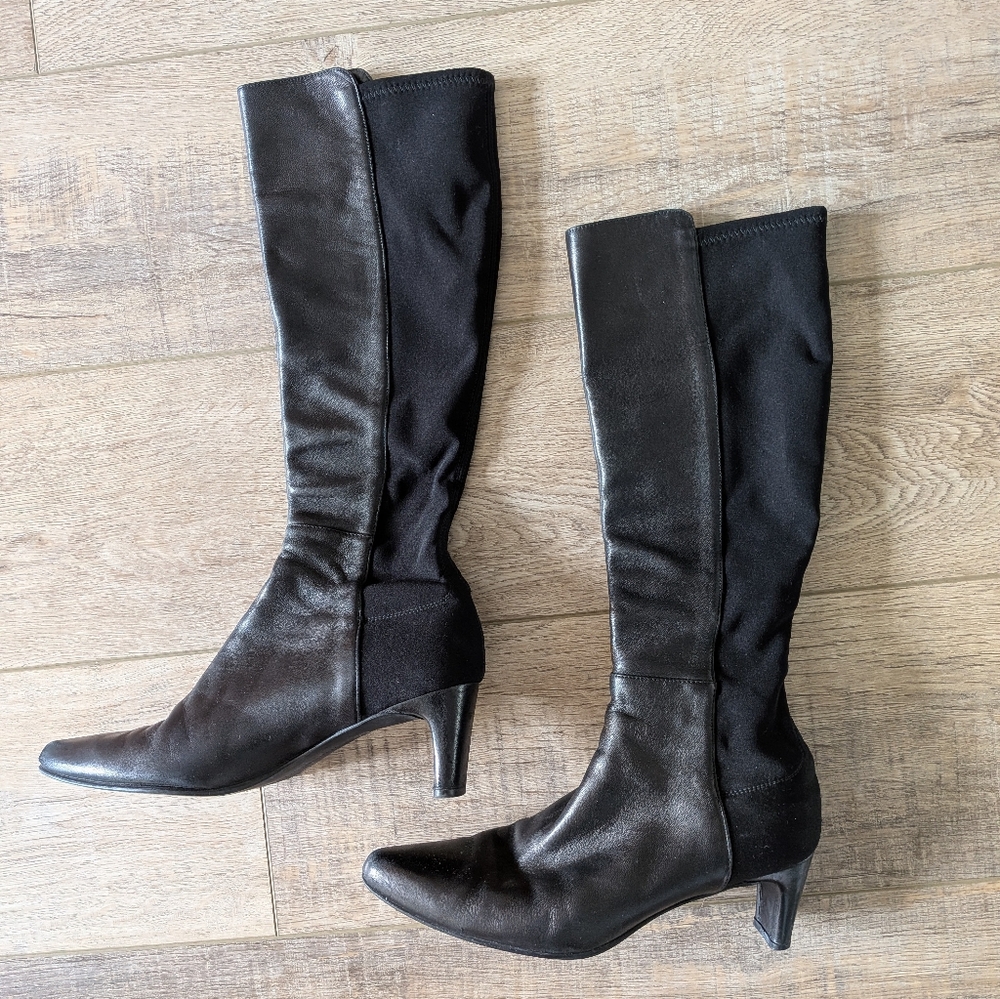 Stuart Weitzman Vintage Pointed Toe Black Knee-high Boot | 7.5